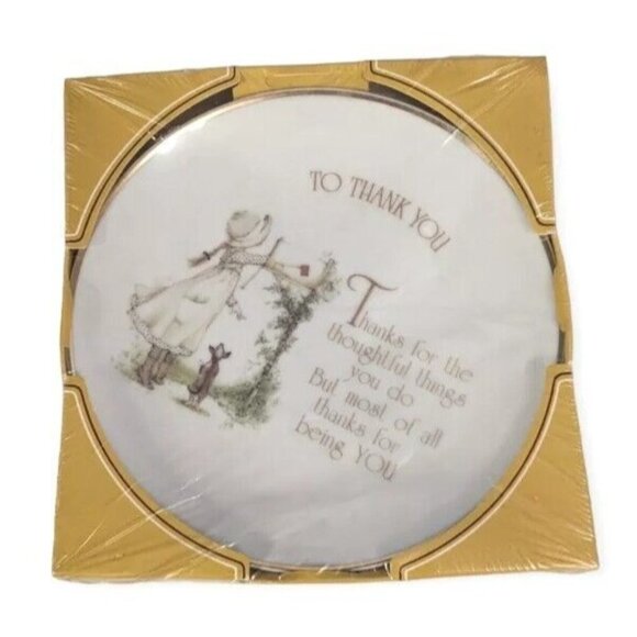 NOS Holly Hobbie Thank You Plate 1975 Porcelain Lasting Memories Prairie Vtg 70s - Picture 1 of 13